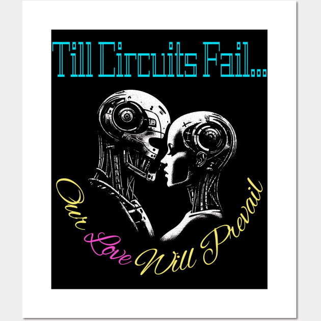 Robots and Romance: a Match Made in the Future Wall Art by MetalByte